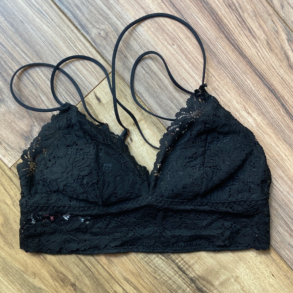Pink Black Lace Bralette Large NWOT